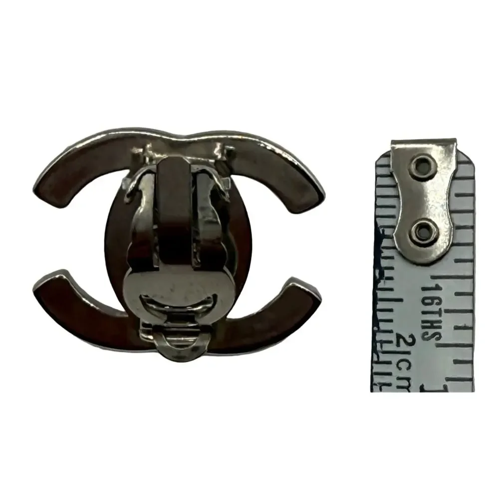 Chanel Rhinestone/Silver 1997 CC Turn lock Earrings